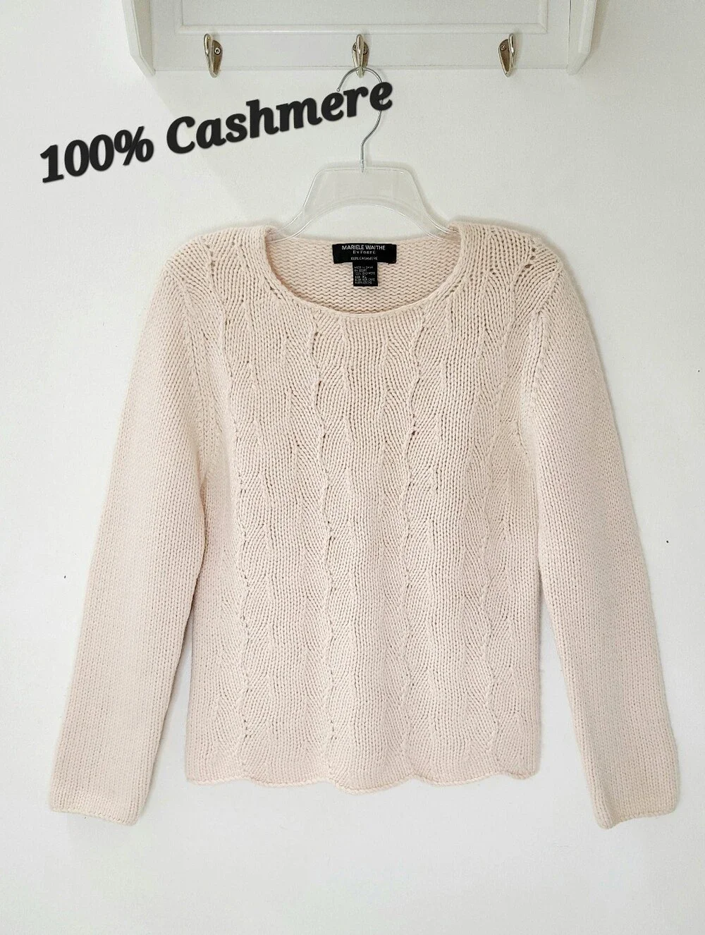 Mariele Waithe by Forté 100% Cashmere Pullover Sweater Soft Peach Fitted XL